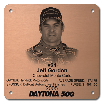Copper Etched Jeff Gordon Plaque