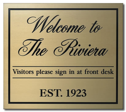 Etch Riviera Brass Plaque