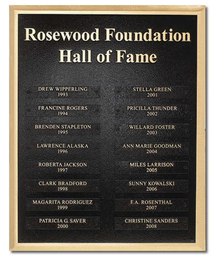 Rosewood Foundation Dedication Plaque